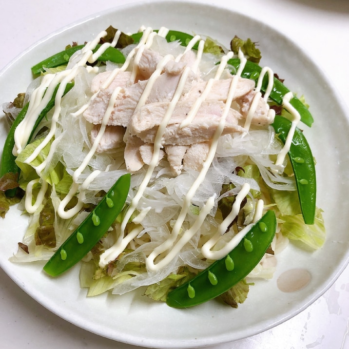 サラダチキンと新玉のサラダうどん